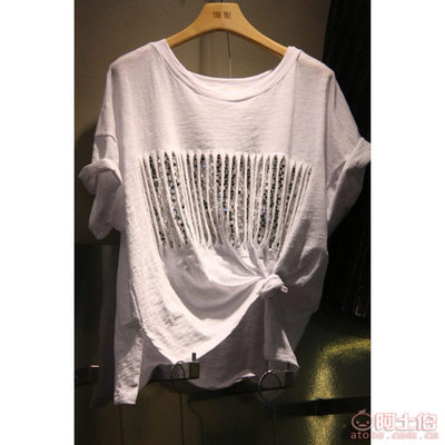 【廠家直銷2018夏季新品韓版亮片短袖寬破洞T恤時(shí)尚休閑女上衣潮1155】深圳市南山區(qū)伊人醉服飾批發(fā)商行 - 產(chǎn)品庫